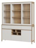 Buffet Finnes in wei� und Eiche Vitrinenschrank skandinavisch 164 x 195 cm, Soft-Close
