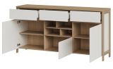 Sideboard Finnes in wei� und Eiche Kommode skandinavisch 164 cm, Soft-Close