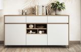 Sideboard Finnes in wei� und Eiche Kommode skandinavisch 164 cm, Soft-Close