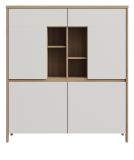 Highboard Finnes in wei� und Eiche Kommode skandinavisch 111 x 125 cm, Soft-Close