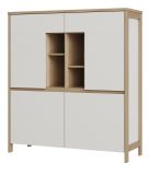 Highboard Finnes in wei� und Eiche Kommode skandinavisch 111 x 125 cm, Soft-Close