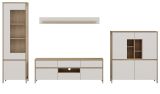 Wohnwand Finnes in wei� und Eiche Wohnkombination skandinavisch 4-teilig 360 cm, Soft-Close