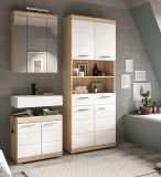 Badm�bel Set 3-teilig Mambo in wei� Hochglanz und Sonoma Eiche Badkombination 149 x 191 cm
