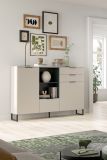 Highboard Morena in Kaschmir und Schwarz Kommode 150 x 112 cm, Soft-Close