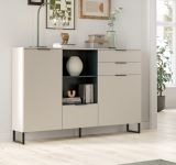 Highboard Morena in Kaschmir und Schwarz Kommode 150 x 112 cm, Soft-Close