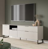 TV-Lowboard Morena in kaschmir und schwarz TV Unterteil 185 cm, Soft-Close