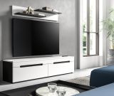 Wohnzimmer Set Cooper in Wei� und Grau, TV-Lowboard h�ngend / stehend mit Wandboard 170 cm