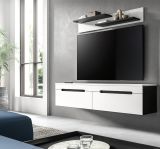 Wohnzimmer Set Cooper in Wei� und Grau, TV-Lowboard h�ngend / stehend mit Wandboard 170 cm