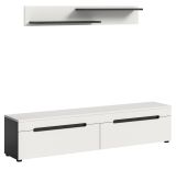 Wohnzimmer Set Cooper in Wei� und Grau, TV-Lowboard h�ngend / stehend mit Wandboard 170 cm