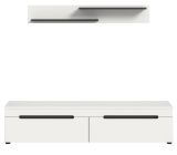 Wohnzimmer Set Cooper in Wei� und Grau, TV-Lowboard h�ngend / stehend mit Wandboard 170 cm