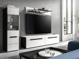 Wohnwand Cooper in wei� und grau Wohnkombination 3-teilig h�ngend / stehend 221 cm