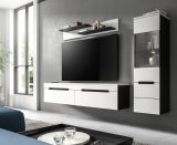 Wohnwand Cooper in wei� und grau Wohnkombination 3-teilig h�ngend / stehend 221 cm