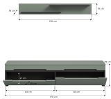 Wohnkombination Cooper in Salbei Gr�n und Basalt Grau TV-Lowboard h�ngend / stehend und Wandboard 170 cm