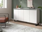 Sideboard Gelia in wei� mit schwarz Kommode 160 x 84 cm, Soft-Close