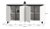 Sideboard Gelia in wei� mit schwarz Kommode 160 x 84 cm, Soft-Close