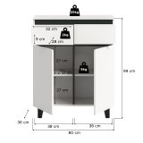 Kommode Gelia in wei� und schwarz Highboard 80 x 99 cm, Soft-Close