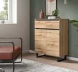 Kommode Gelia in Evoke Eiche und schwarz Highboard 80 x 99 cm, Soft-Close