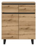 Kommode Gelia in Evoke Eiche und schwarz Highboard 80 x 99 cm, Soft-Close
