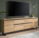 TV-Lowboard Gelia in Evoke Eiche und schwarz TV Unterteil 188 x 65 cm, Soft-Close und Komforth�he
