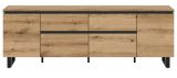 TV-Lowboard Gelia in Evoke Eiche und schwarz TV Unterteil 188 x 65 cm, Soft-Close und Komforth�he