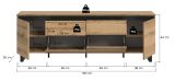 TV-Lowboard Gelia in Evoke Eiche und schwarz TV Unterteil 188 x 65 cm, Soft-Close und Komforth�he