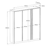 Parisot Kleiderschrank Escale6 in Eiche japanisch Dreht�renschrank 3-t�rig 185 x 203 cm