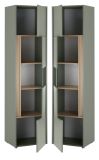 Vitrine Center in Salbei und Barista Eiche Vitrinenschrank 50 x 197 cm