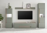 Vitrine Center in Salbei und Barista Eiche Vitrinenschrank 50 x 155 cm