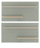Wandpaneel Center in Salbei und Barista Eiche Wandregal 155 x 80 cm