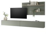 Wohnwand Center in Salbei und Barista Eiche Wohnkombination Set 3-teilig 300 cm