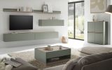 Wohnwand Center in Salbei und Barista Eiche Set 5-teilig mit XXL TV-Board 340 cm