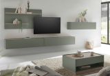 Wohnwand Center in Salbei und Barista Eiche Set 4-teilig mit XXL-TV-Schrank 400 cm