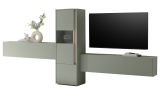 Wohnwand Center in Salbei und Barista Eiche Wohnkombination Set 3-teilig 350 cm