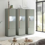 Schrank Set 3-teilig Center in Salbei und Barista Eiche Wohnkombination 3 x Vitrine 190 x 155 cm
