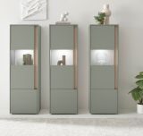 Schrank Set 3-teilig Center in Salbei und Barista Eiche Wohnkombination 3 x Vitrine 190 x 155 cm