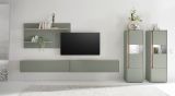 Wohnwand Center in Salbei und Barista Eiche Wohnkombination Set 5-teilig mit XXL-TV-Schrank 440 cm