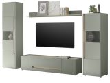 Wohnwand Center in Salbei und Barista Eiche Wohnkombination Set 4-teilig 310 cm