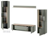 Wohnwand Center in Salbei und Barista Eiche Wohnkombination Set 4-teilig 310 cm