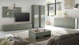 Wohnwand Center in Salbei und Barista Eiche Wohnkombination Set 4-teilig mit XL-TV-Schrank 400 cm