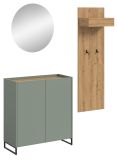 Garderobe Set 3-teilig Borga in Salbei und Artisan Eiche 155 x 197 cm, Soft-Close