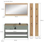 Garderobe Set 4-teilig Borga in Salbei und Artisan Eiche 172 x 197 cm