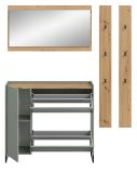 Garderobe Set 4-teilig Borga in Salbei und Artisan Eiche 172 x 197 cm, Soft-Close