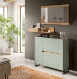 Garderobe Set 3-teilig Borga in Salbei und Artisan Eiche 140 x 192 cm, Soft-Close
