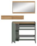 Garderobe Set 3-teilig Borga in Salbei und Artisan Eiche 140 x 192 cm, Soft-Close