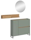 Garderobe Set 3-teilig Borga in Salbei und Artisan Eiche 140 x 197 cm, Soft-Close