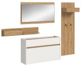 Garderobe Set 4-teilig Borga in wei� und Artisan Eiche 205 x 192 cm