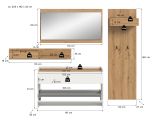 Garderobe Set 4-teilig Borga in wei� und Artisan Eiche 205 x 192 cm