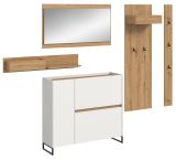 Garderobe Set 5-teilig Borga in wei� und Artisan Eiche 236 x 192 cm, Soft-Close