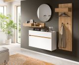 Garderobe Set 4-teilig Borga in wei� und Artisan Eiche 205 x 197 cm