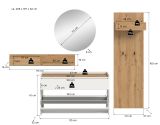Garderobe Set 4-teilig Borga in wei� und Artisan Eiche 205 x 197 cm